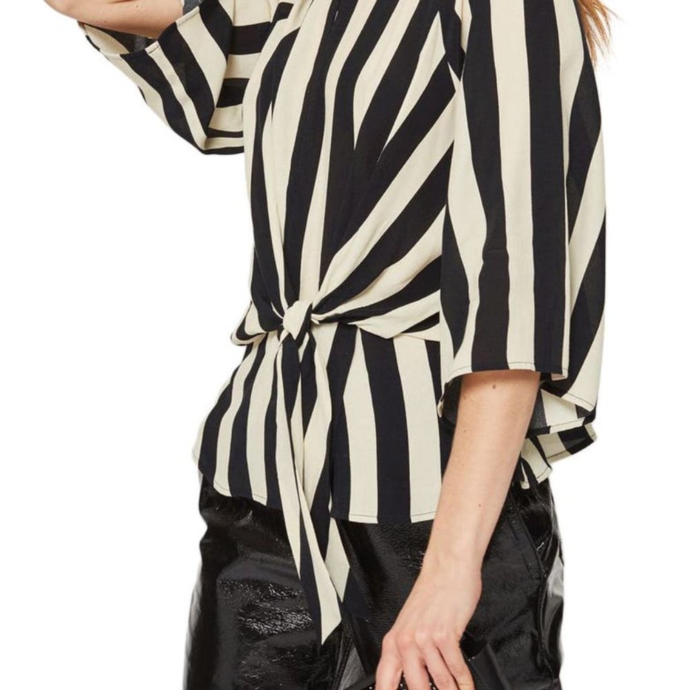 Topshop Humbug Stripe Slouch Knot Blouse